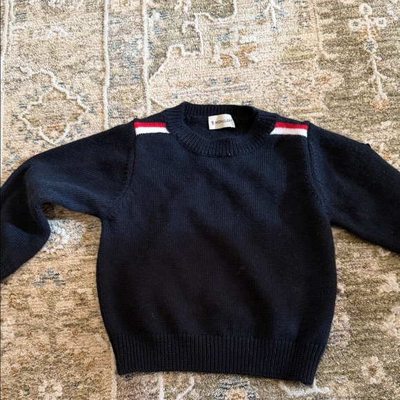 Moncler Black Crewneck Sweater with Red and White Accents - Picture 1 of 4